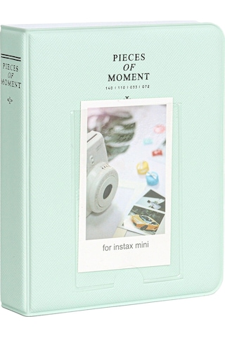 Fujifilm Instax Mini 12 Fotoğraf Makinesi + 20'li Film + Kıskaçlı Stand + Pvc Albüm + Simli Pleksi Kılıf Seti Yeşil