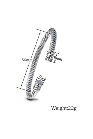 Novahub Gümüş Basit Örgülü Kablo Bileklik - 2 Tonlu Titanyum Çelik, Moda Takım İçin Gümüş