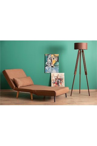 Folde 80 Tekli Yataklı Katlanır Koltuk Keten Açık Kahve Açık Kahverengi