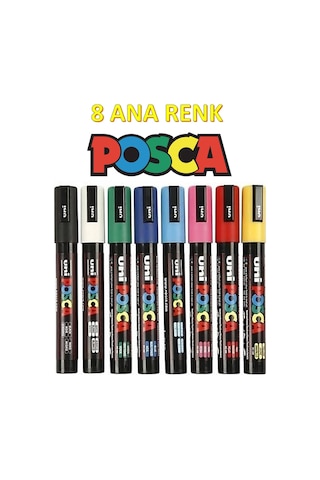 Posca Marker Kalem Pc-3m 0.9-1.3mm 8'li Ana Renk Set