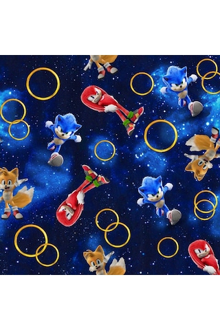 Kirpi Sonic Knuckles Tails 3D Baskılı Erkek Çocuk Pijama Takımı Lacivert