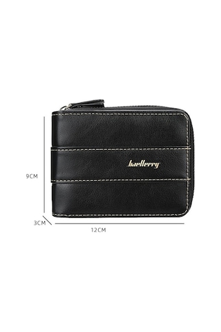 Zyzqstore Erkek Baellerry Küçük Cüzdan Toka Çoklu Kart Bozuk Para Üç Katlı Fermuarlı Koyu Kahve Koyu Kahverengi Cüzdan Koyu Kahverengi