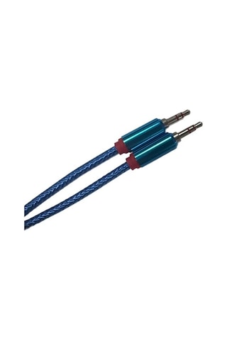 Hasır Örgülü 2 Metre Aux Kablosu Ses Kablosu 3.5 Mm Mavi