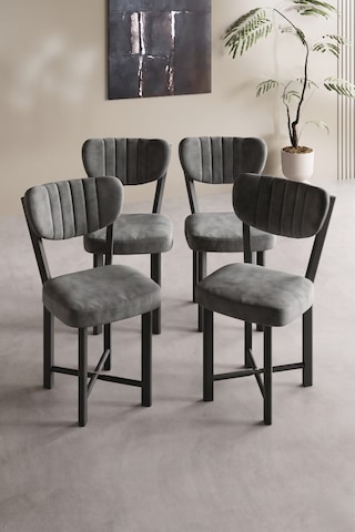 Sandalye 4 Adet Baby Face Kumaş Metal Ayak Modern Mutfak Sandalyesi Cafe Balkon Ofis Elma Çok Renkli
