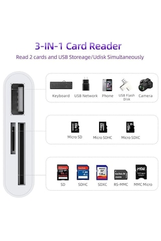 Type-c To Sd/micro Sd + Usb Kart Okuyucu Adaptör