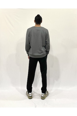 Erkek Bisiklet Yaka Rahat Kalıp 3 İplik Kalın Orta Brooklyn Nakışlı Sweatshirt Spr24sw34 Antrasit