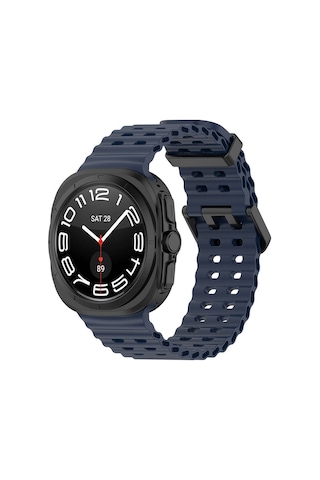 Butam Bilişim Galaxy Uyumlu Watch Ultra 47mm Krd-118 Tırtıklı Tasarım Silikon Kordon-midnight Blu