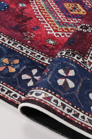 Blghome Geleneksel Motifli Modern Halı Dekoratif Kilim Kırmızı - Mavi