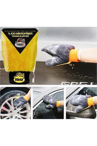 Mikrofiber Araç Pasta Cila Yıkama Eldiveni Gri