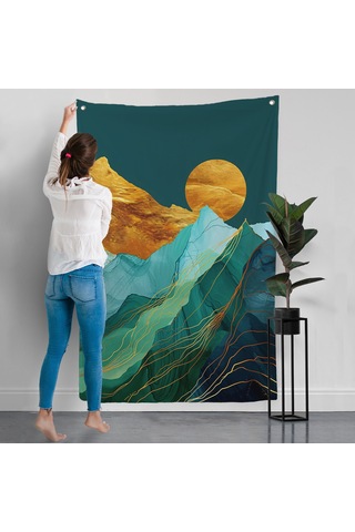 Dağların Üstündeki Güneş Manzarası Duvar Örtüsü-7648