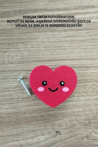6 Adet - Sevimli Kalp Dolap Kulpu, Mobilya Kulbu - Çocuk Oda Aksesuarı, Kalp Kulp Kulp Vidası Dahildir Sarı