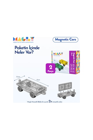 Magly Magnetic Cars Manyetik Araç Oyun Seti - Manyetik Yapı Blokları Araba Eklentisi