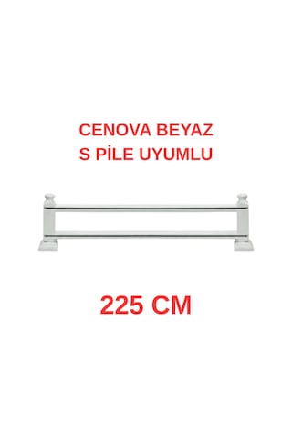 Cenova S Pile Ve Perde Düğmesi Uyumlu Çetray Çift Raylı Modern Ahşap Rustik Beyaz 225 Cm Beyaz