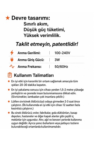Fotokatalizör Sinek Sivrisinek Haşere Öldürücü Gece Lambası Elektirikli Asmalı Led Işık Teknolojisi Güvenli Koruma Izgarası Çıkarılabilir Toplama Kutusu Ev Ofis Bahçe Teras Balkon Sinek Öldürücü 10 Parça Siyah