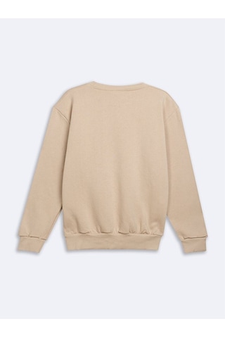 Ltb Sloganlı Sıfır Yaka Uzun Kollu Regular Fit Sweatshirt 011258604461071 2529 - Bej