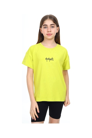 Toontoy Kids Toontoy Kız Çocuk Nakışlı Tişört Açık Yeşil