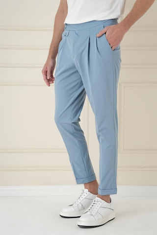 Efor Comfort Fit Beli Tokalı Çift Pileli Havacı Mavi Jogger Pantolon P 1172 Mavi