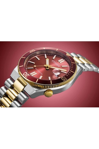 Citizen Tsuyosa Shore Coral Red Nj0234-58x Otomatik Erkek Kol Saati Metalik Gri