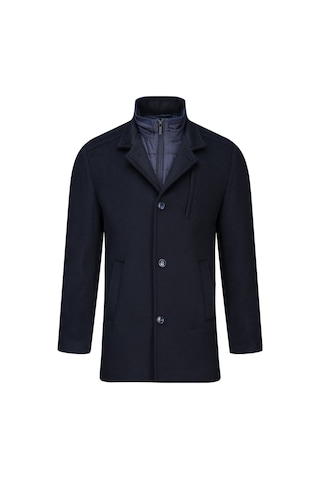 Hatemoğlu Lacivert Slim Fit Hakim Yaka İçlikli Kaşe Yünlü Palto 2982383 Lacivert
