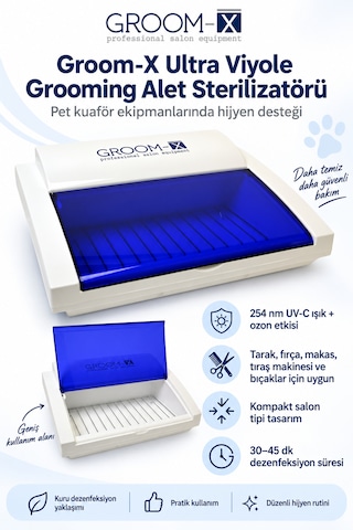 Groom-x Uv-c Ozon Etkili Pet Kuaför Makas Tarak Ve Tıraş Aleti Sterilizatör Cihazı
