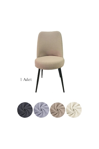 StarMall Yıkanabilir Streç Lastikli Likralı Oval Sandalye Kılıfı - Yuvarlak Sandalye Örtüsü 1 Adet Vizon