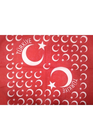 Ay Yıldızlı Kare Bandana / Fular / %100 Cotton