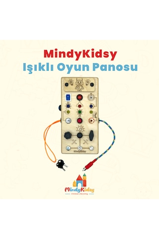 Çocuklar İçin Eğitici Ahşap Montessori Işıklı Civatalı Vidalı Oyun Panosu - Zeka Geliştirici Oyuncak