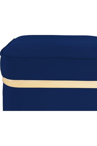 Zengo Gold Twin Line Kare Puf -mavi Kumaş, Dekoratif Makyaj Masası Pufu-modern Style