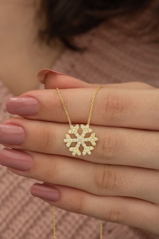 925 Ayar Gold Kartanesi Kadın Gümüş Kolye