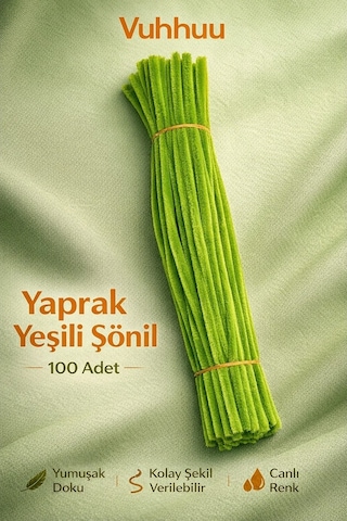 Şönil Tel Yaprak Yeşili 100 Adet Pipe Cleaner Hobi Malzemesi El İşi Ve Çiçek Yapımı İçin