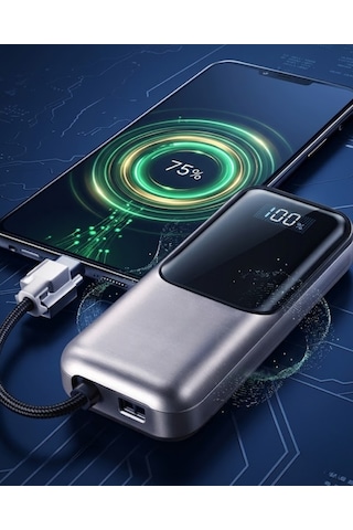 Type C Ve Lightning Destekli Yüksek Kapasiteli Powerbank 13000 Mah Sarı