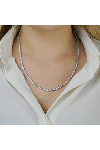 Modagümüşevi Pırlanta Tasarımlı Yuvarlak 925 Ayar Gümüş Su Yolu Kolye 3 Mm