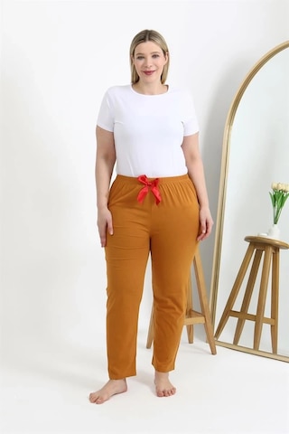Mtm My The Mall Kadın Pamuklu Büyük Beden Alt Pijama Hardal Hardal