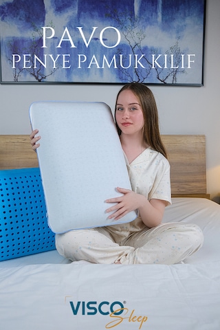 Visco Yastık Pavo Mavi Hava Kanallı Ergonomik Yastık 60x40x15 Cm