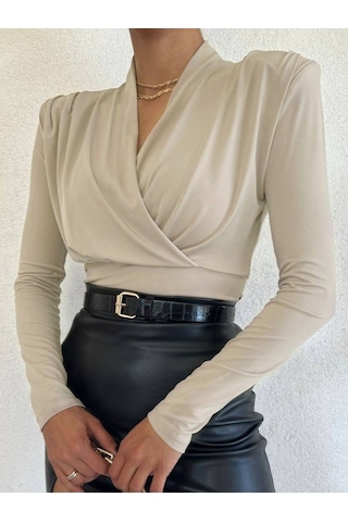 Ahes Shopping Vatkalı Kruvaze Model Sandy Bluz-bej Bej