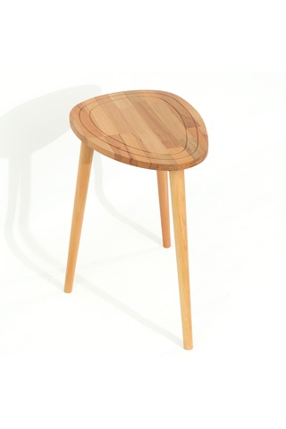 Sweet Naturel Renk Masif Doğal Ahşap Yan Sehpa Tekli Zigon Sehpa