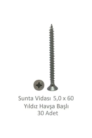 Sunta Vidası 5,0x60, 30 Adet Tam Diş Snt Yhb Vida