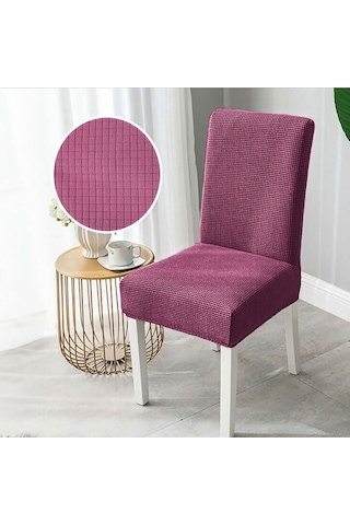 Faiend Yıkanabilir Likralı Esnek Lastikli Sandalye Kılıf Örtü Gülkurusu