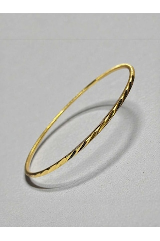 22 Ayar Altın Kaplama Kalemli 2'li Ajda Bilezik Seti 2 Mm Gold