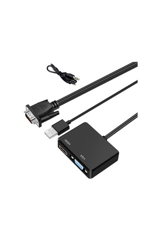 Vga To Vga+hdmi+3.5mm Çevirici Dönüştürücü Çoklayıcı Adaptör