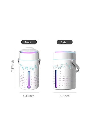 Wezone Beyaz Usb Bluetooth Müzikli Islaklık 1000ml - Renkli Işık, Uçucu Yağ Dağıtıcı, Havayı Nemlendirir Ve Temizler