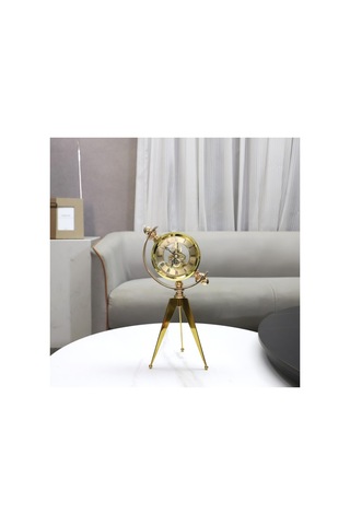 Chacha Home Tripot Ayaklı Dekoratif Lüks Masa Saati - Ofis Aksesuarı - 30x13 Cm Altın