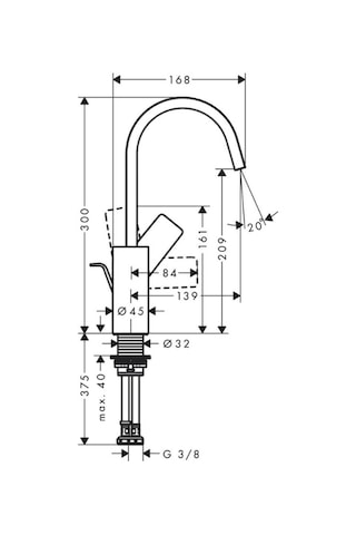 Hansgrohe Vivenis Tek Kollu Lavabo Bataryası 210, Kumandalı Krom Krom