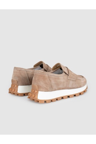 Monamae Krem Süet Deri Kadın Loafer Sneaker Ayakkabı