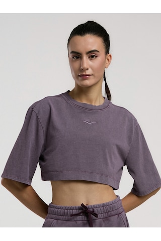Everlast Bronx 1910 Oversize Mor Crop Kadın Tişört Mor