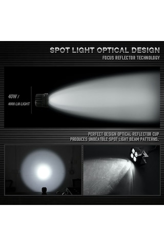 Yaozixa 40w 12-24v Suv Kamyon Led Isık Lambası 4000lm 6000k Beyaz Işık Ip67 Su Geçirmez 3 İnç Kare Faro Tek Adet