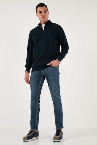 Buratti Pamuklu Relaxed Fit Yarım Fermuarlı Dik Yaka Erkek Sweat 5901232 Lacivert