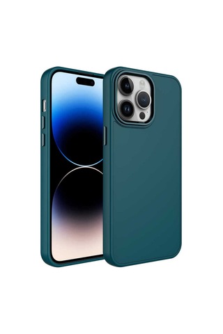 Apple Uyumlu iPhone 14 Pro Max Kılıf Metal Çerçeve Ve Buton Tasarımlı Silikon Zore Luna Kapak Pembe