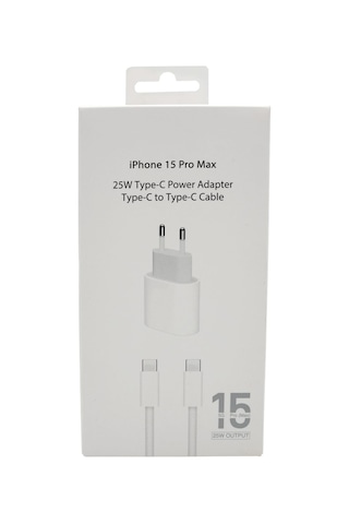 Apple iPhone Uyumlu 15 Pro Max 25w Type-c Güç Adaptörü Ve Type-c Şarj Kablosu