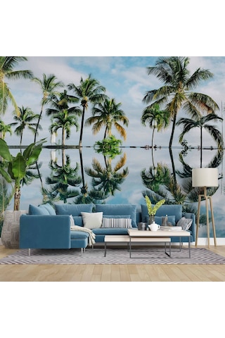 Tropikal Palmiye Ve Deniz Duvar Kağıdı 1 M²